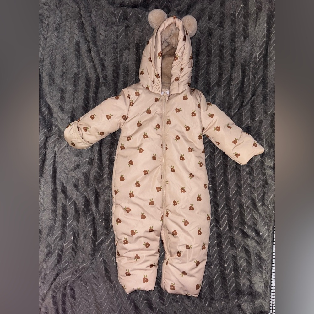 Liv & Lottie Baby Girls Floral Kids One Piece Snowsuit Size 9M